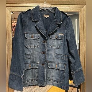 Max Studio Jeans Womens Denim Jacket With 4 Pockets Blue Size M